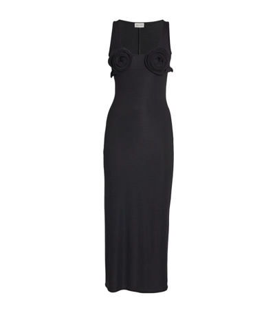 Magda Butrym Floral-appliqué Midi Dress In Black