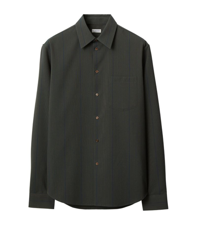 Burberry Striped Wool Shirt In Barrel