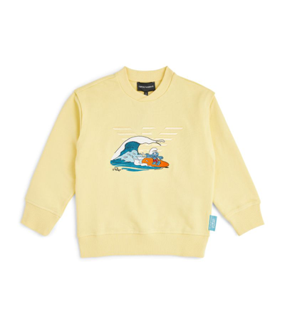 Emporio Armani Kids' X The Smurfs Cotton Printed Sweatshirt (4-12 Years) In Yellow