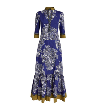 Etro Floral-print Cotton Maxi Dress In Blue