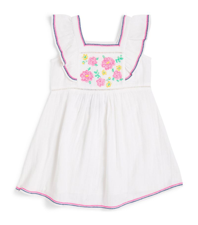 Sunuva Girls White Kids Floral-embroidered Cotton Dress 2-12 Years