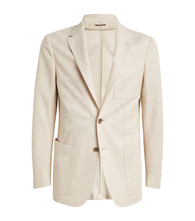 Canali Cotton-linen Textured Blazer In Neutrals