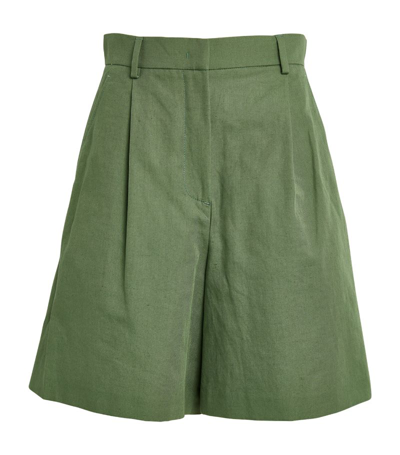 Weekend Max Mara Cotton Tailored Ecuba Shorts In Green