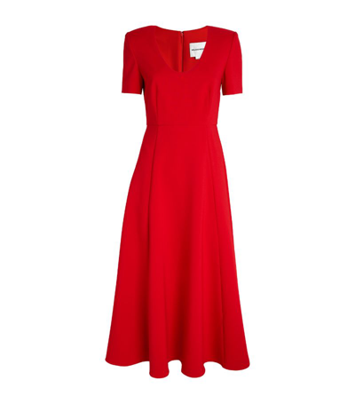 Roland Mouret Short-sleeve Midi Dress In Red
