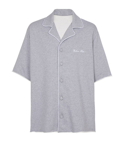 Balmain Jersey Signature Short-sleeved Shirt In Grey