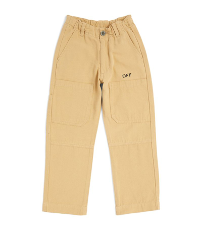 Off-white Kids' Diagonal-outline Cargo Trousers (4-12 Years) In Beige