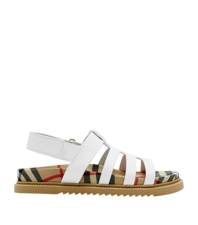 Burberry Kids Leather Sandals In White