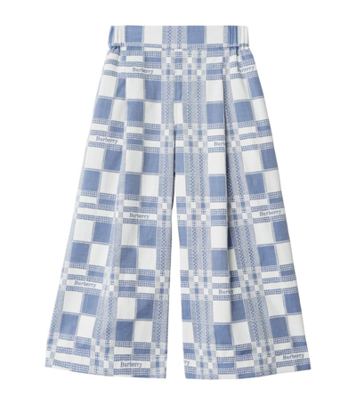 Burberry Kids' Check Wide-leg Trousers (3-14 Years) In Blue