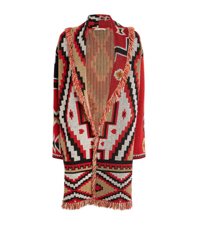 Alice And Olivia Shawl-collar Astrid Cardigan In Bright Ruby Combo