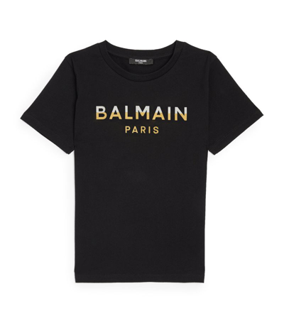 Balmain Kids' Black T-shirt For Girl With Logo