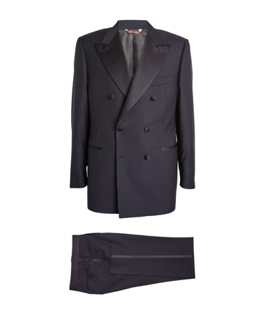 Canali Wool Double-breasted Tuxedo In Navy