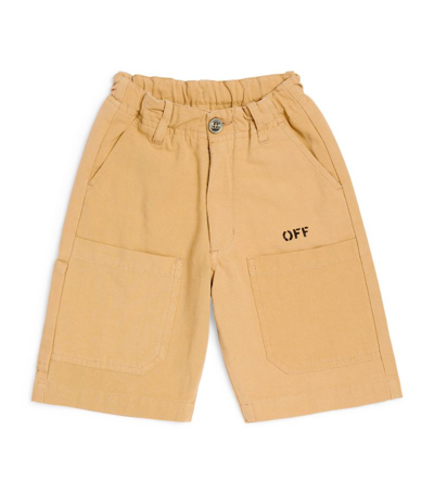 Off-white Kids' Diagonal-outline Cargo Shorts (4-12 Years) In Beige