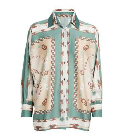 D-exterior Chain Print Blouse In Green