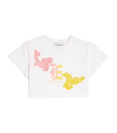 Ermanno Scervino Junior Kids' Lace-detail Logo T-shirt (4-14 Years) In White