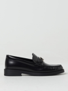Jimmy Choo Leather Loafers With Glossy Finish And Metallic Accent In Black