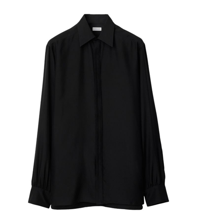 Burberry Silk Oversized Shirt In Black