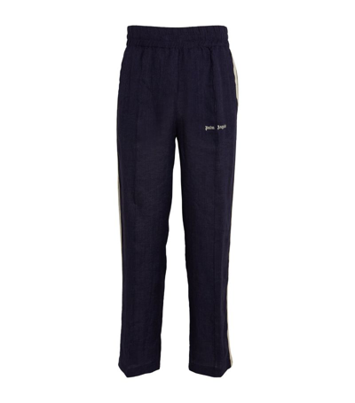 Palm Angels Linen Track Pants In Blue