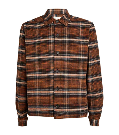 Oliver Spencer Cotton Check Shirt In Brown