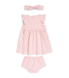 GIVENCHY KIDS COTTON DRESS, BLOOMERS AND HEADBAND SET (1-18 MONTHS)