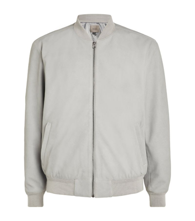 Paige Suede Corvin Bomber Jacket In Grey