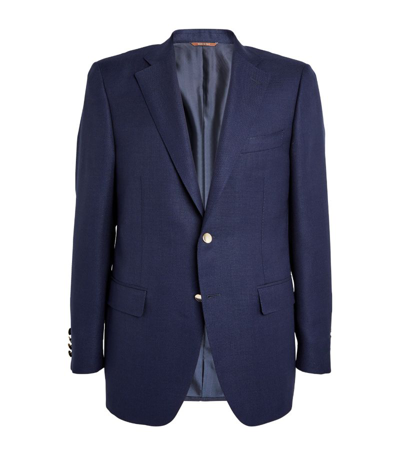 Canali Mohair-blend Single-breasted Blazer In Navy