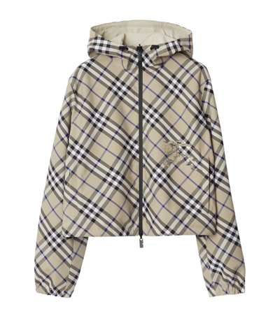 Burberry Reversible Cropped Check Jacket In Lichen Ip Check