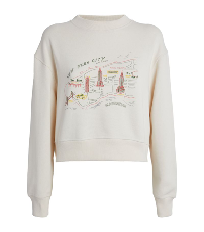 Rag & Bone Cropped Graphic Sweatshirt In White