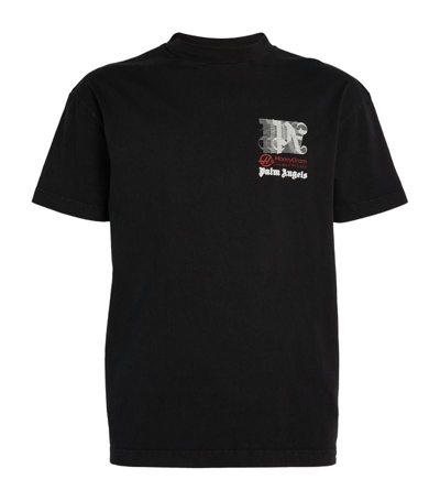 Palm Angels Moneygram Haas Formula 1 Paxhaas Racing Club Logo-print Cotton-jersey T-shirt In Black