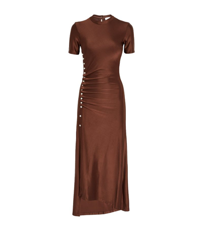 Rabanne Stud-embellished Maxi Dress In Brown
