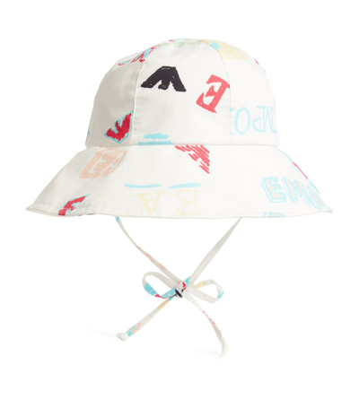 Emporio Armani Kids' Cotton Logo Bucket Hat In White