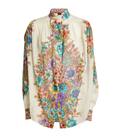 Etro Floral-print Cotton Blouse In Multicolor