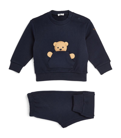 Il Gufo Cotton Sweatshirt And Trousers Set (6-36 Months) In Blue