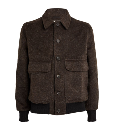 Oliver Spencer Wool-blend Brushed Bomber Jacket In Brown
