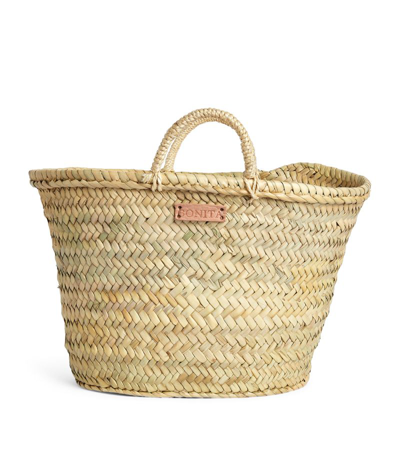 Bonita Kids' Medium Palm Basket Bag In Beige