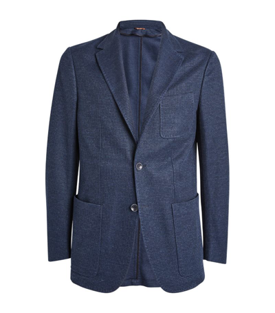 Canali Cotton-linen Single-breasted Blazer In Navy