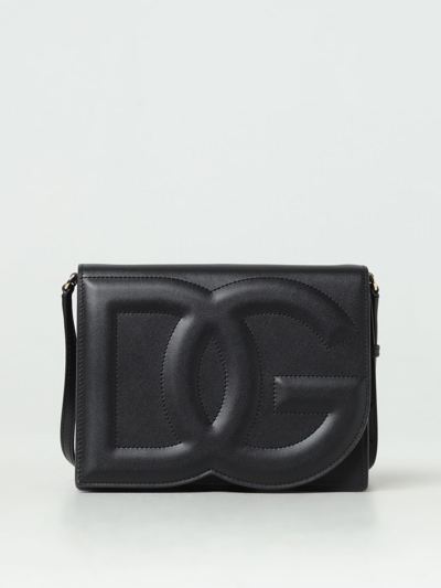 Dolce & Gabbana Leather Bag With Embossed Logo In 黑色
