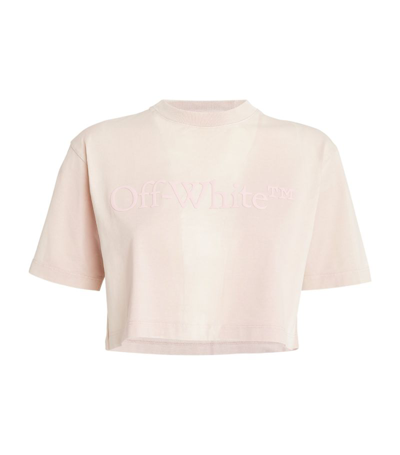 Alexander Mcqueen Off-white Laundry Cropped Tee Tshirt In Pink & Purple