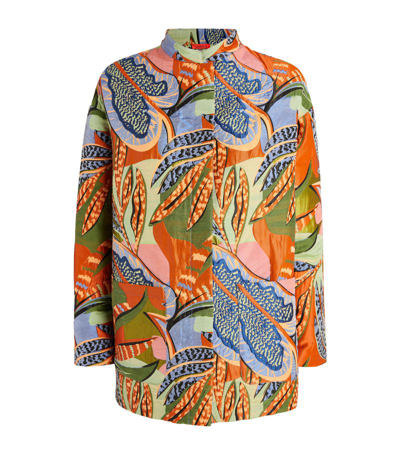 Max & Co Quilted Tropical Print Jacket In Multi