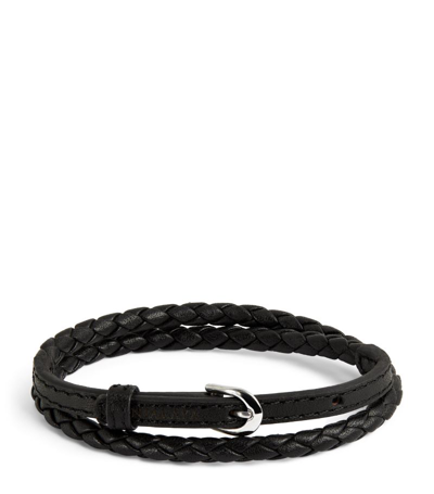 Nialaya Jewelry Leather Buckle Bracelet In Black