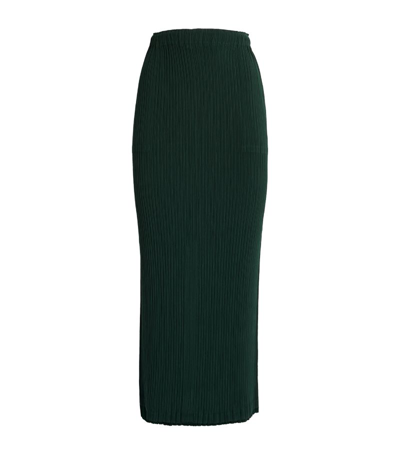 Issey Miyake Hatching Pleats Midi Skirt In Green