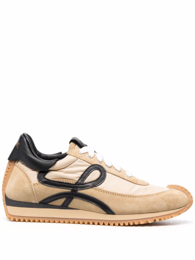 Loewe Flow Runner Nylon And Suede Trainers In Gold