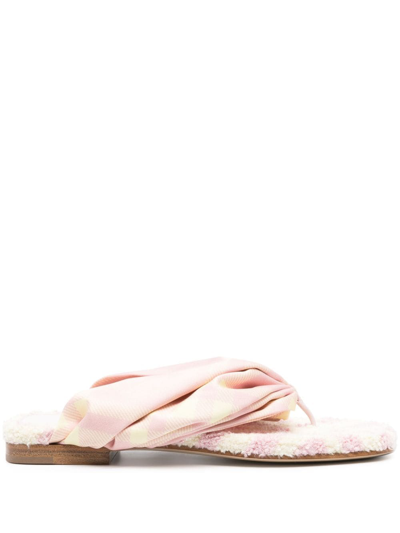 Burberry Check Thong Sandals In Black