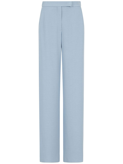 Emporio Armani High-waisted Straight Trousers In Clear Blue