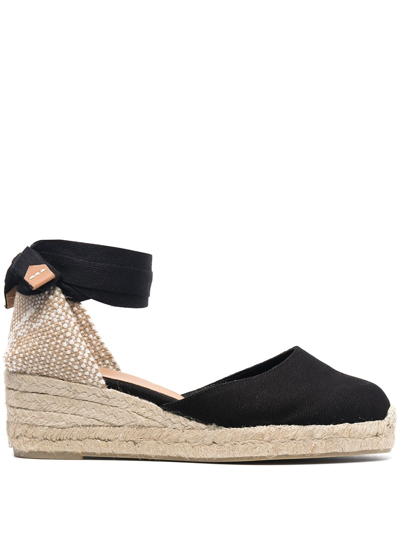 Castaner Since 1927 Carina Raffia Wedge Espadrilles In Black