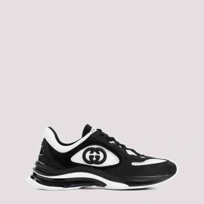 Gucci Gg Premium Tech And Leather Sneakers In Black,white