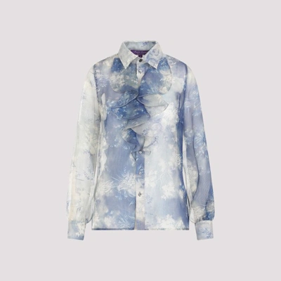 Ralph Lauren Dylon Wildflower-print Silk Gazaar Button-front Shirt In Blue Pearl Multi