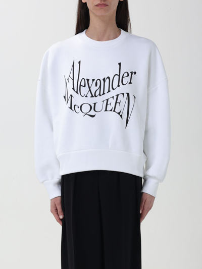 Alexander Mcqueen Logo Printed Crewneck Sweatshirt In White