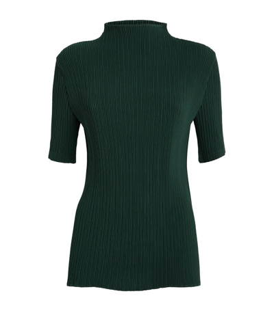 Issey Miyake Hatching Pleats Top In Green
