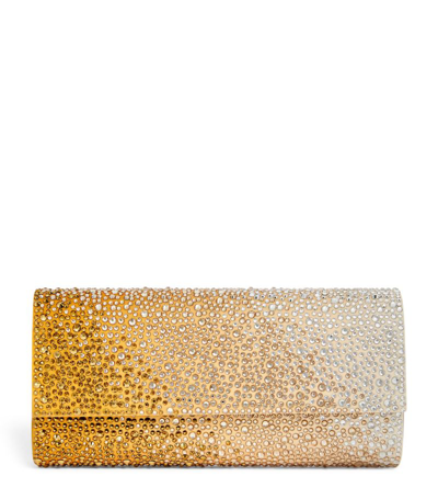Judith Leiber Perry Flap Crystal Clutch Bag In Caviar Gradient Golden