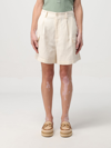 Woolrich Pleated Viscose Blend Shorts In White